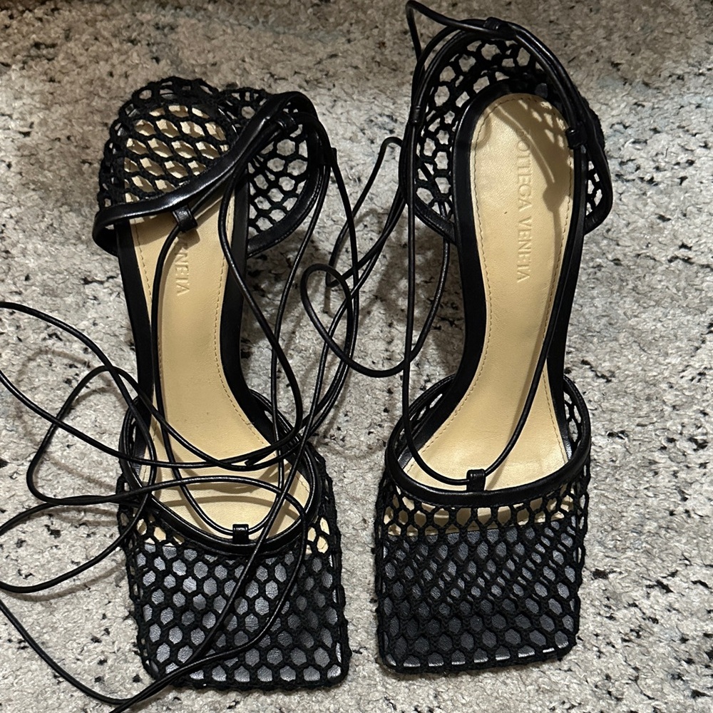 Bottega Veneta Black Mesh Heels
